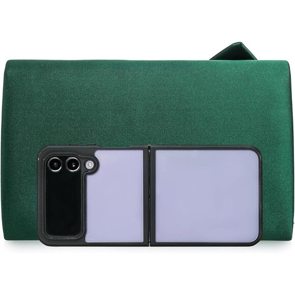 ⚡ Women's Elegant Evening Green Satin Bow Shoulder Chain Strap Clutch Handbag - Picture 5 of 6